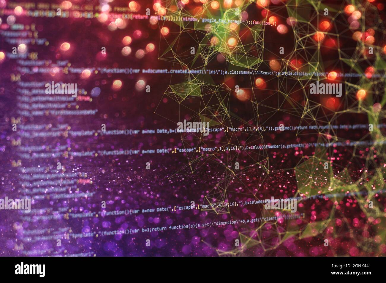 Website development. Server logs analysis. Closeup developing programming and coding technologies. Developer working on web sites codes in office. Stock Photo