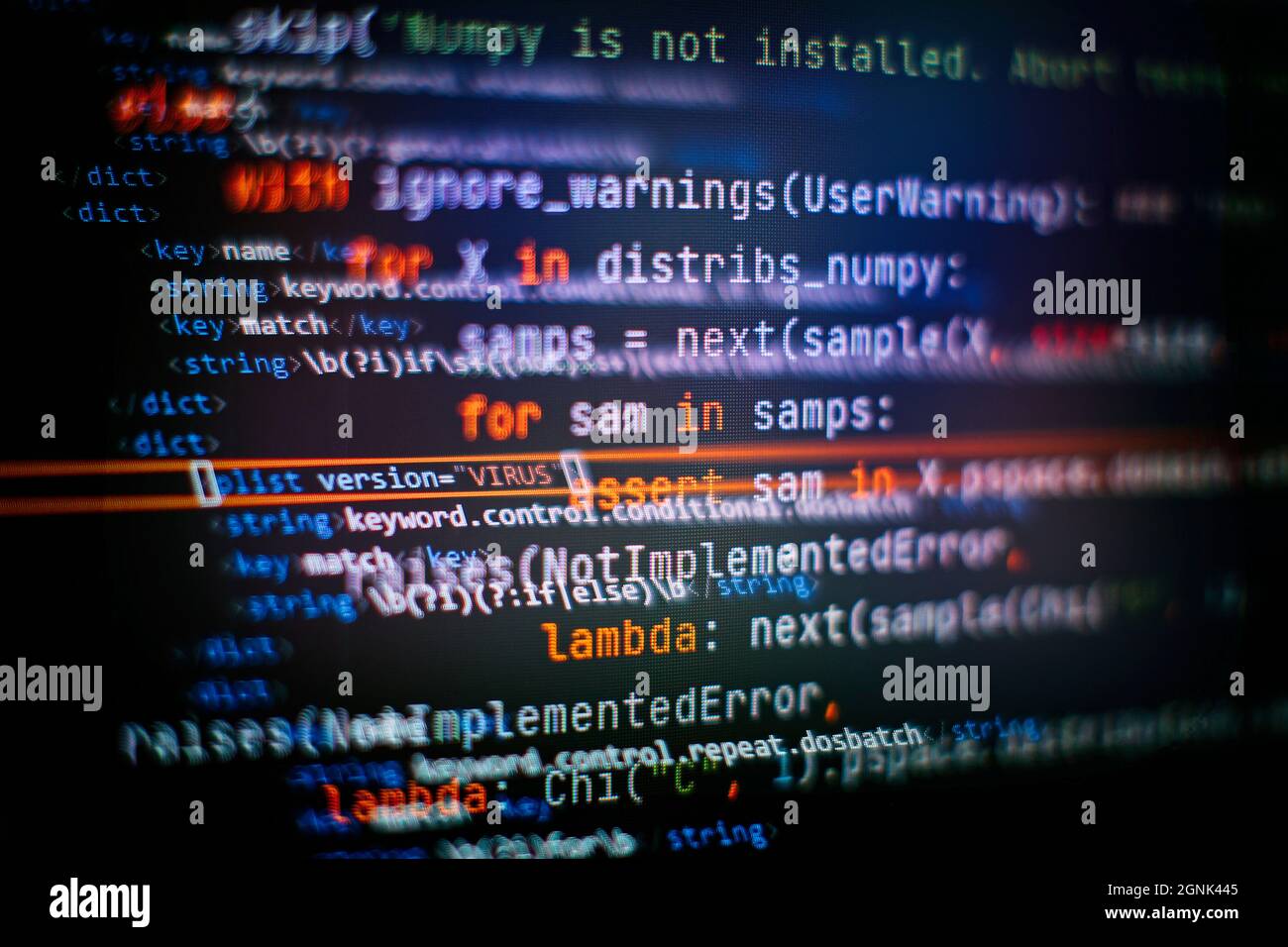 SEO optimization. Modern tech. PHP syntax highlighted. Writing programming functions on laptop. Big data and Internet of things trend. Stock Photo