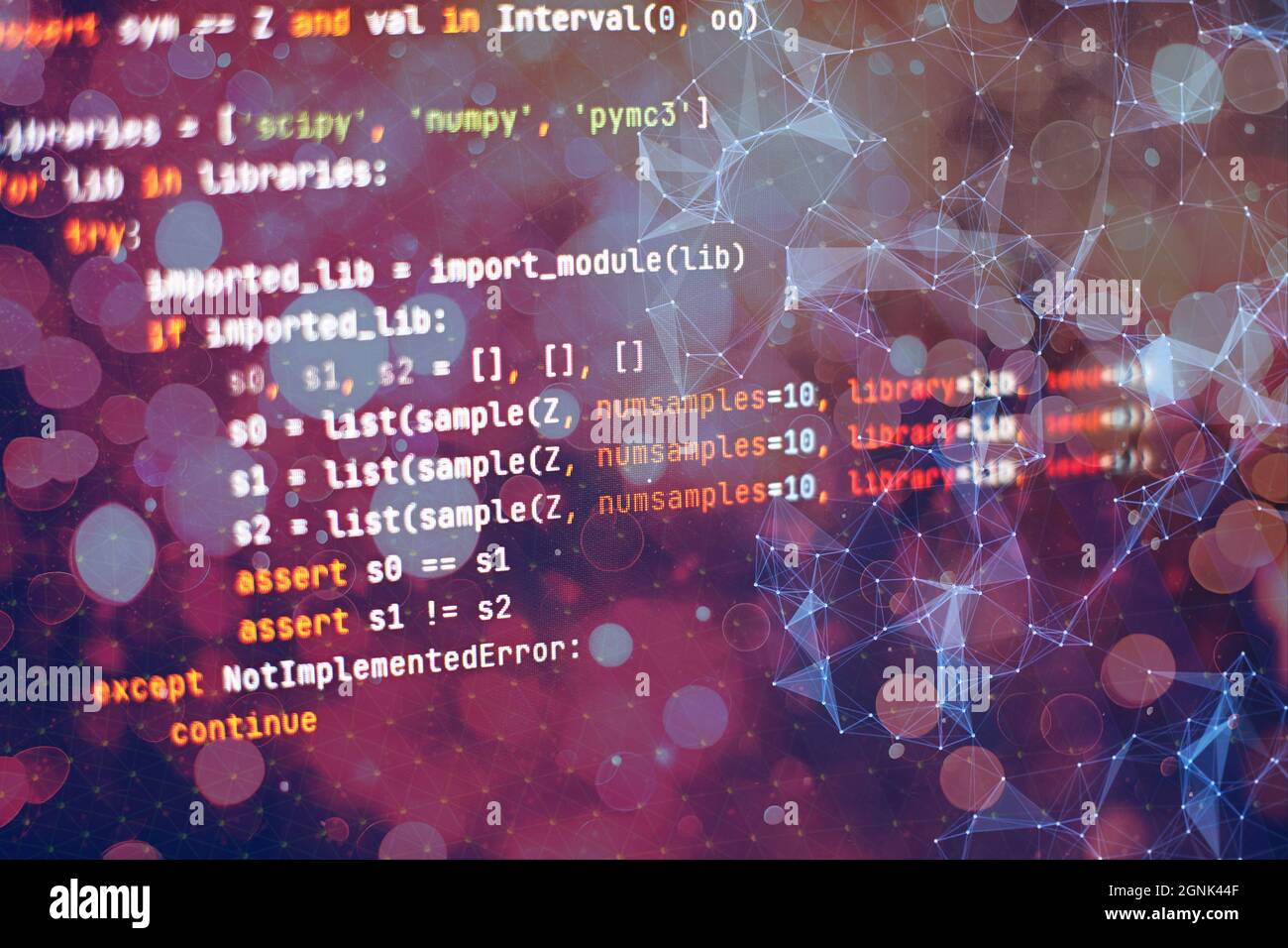 SEO optimization. Modern tech. PHP syntax highlighted. Writing programming functions on laptop. Big data and Internet of things trend. Stock Photo