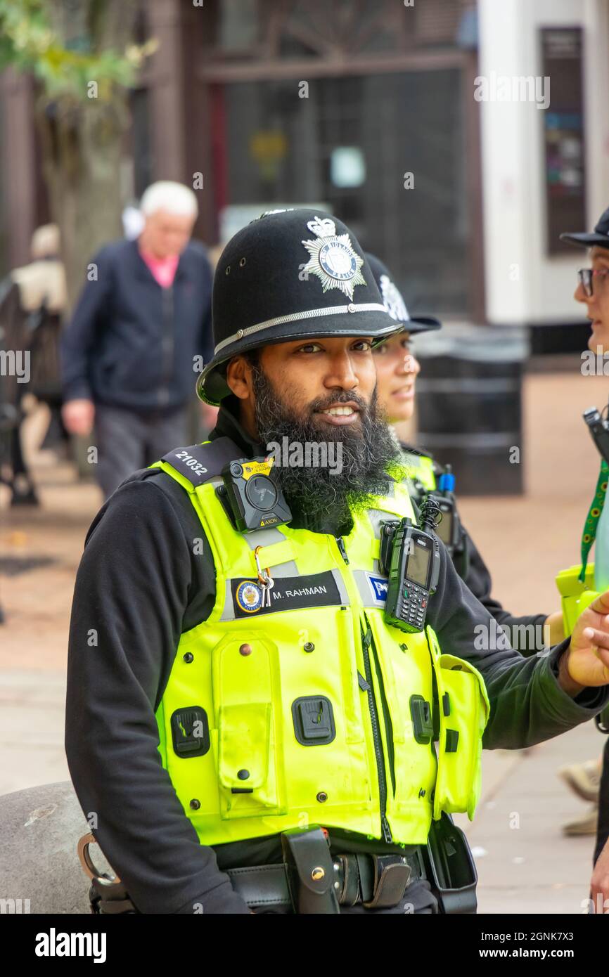 bearded asian police officer  at Birmingham Pride Saturday 25th September 2021 Stock Photo