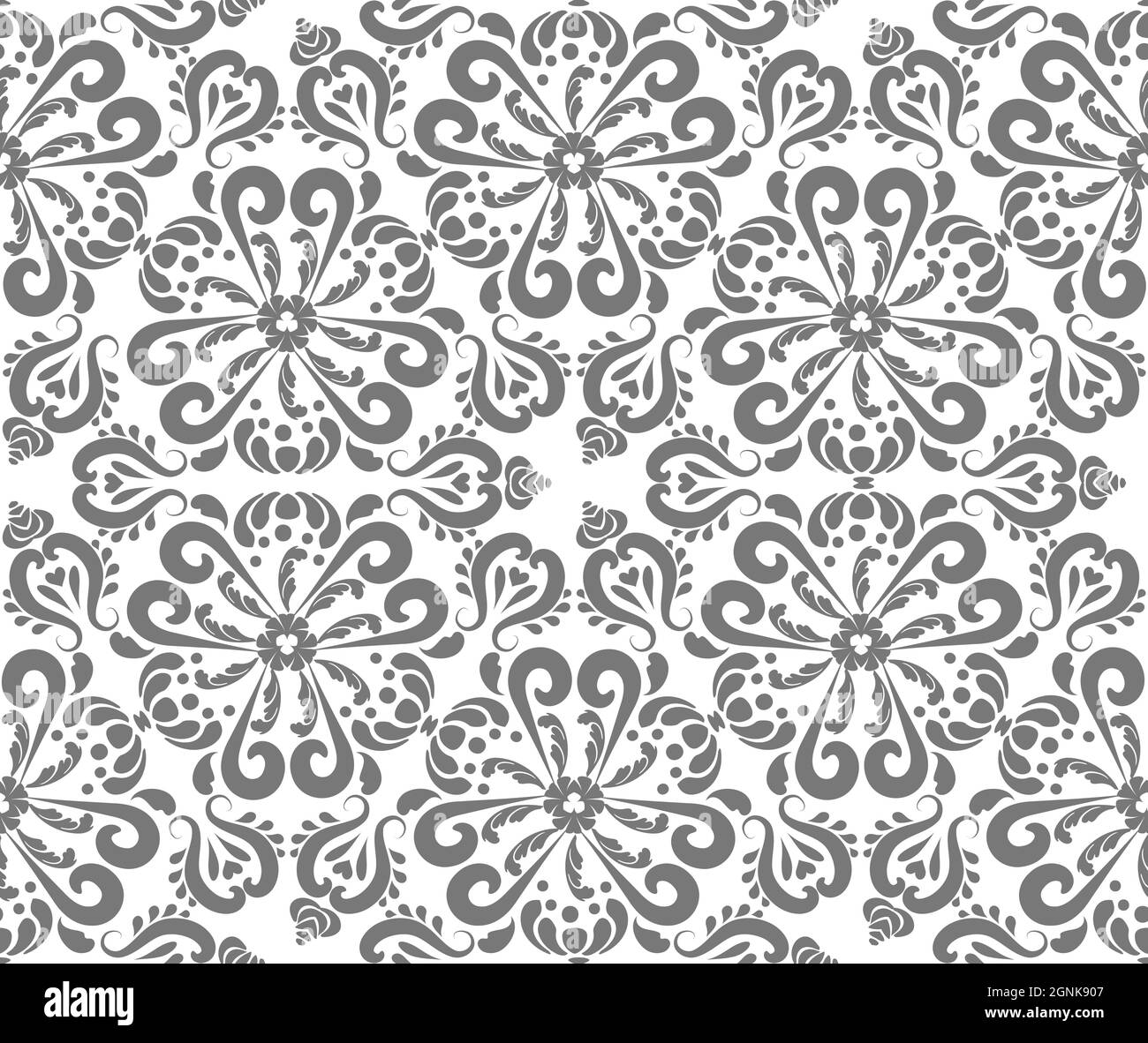 Gray oriental ornament seamless pattern. Rich damask pattern background