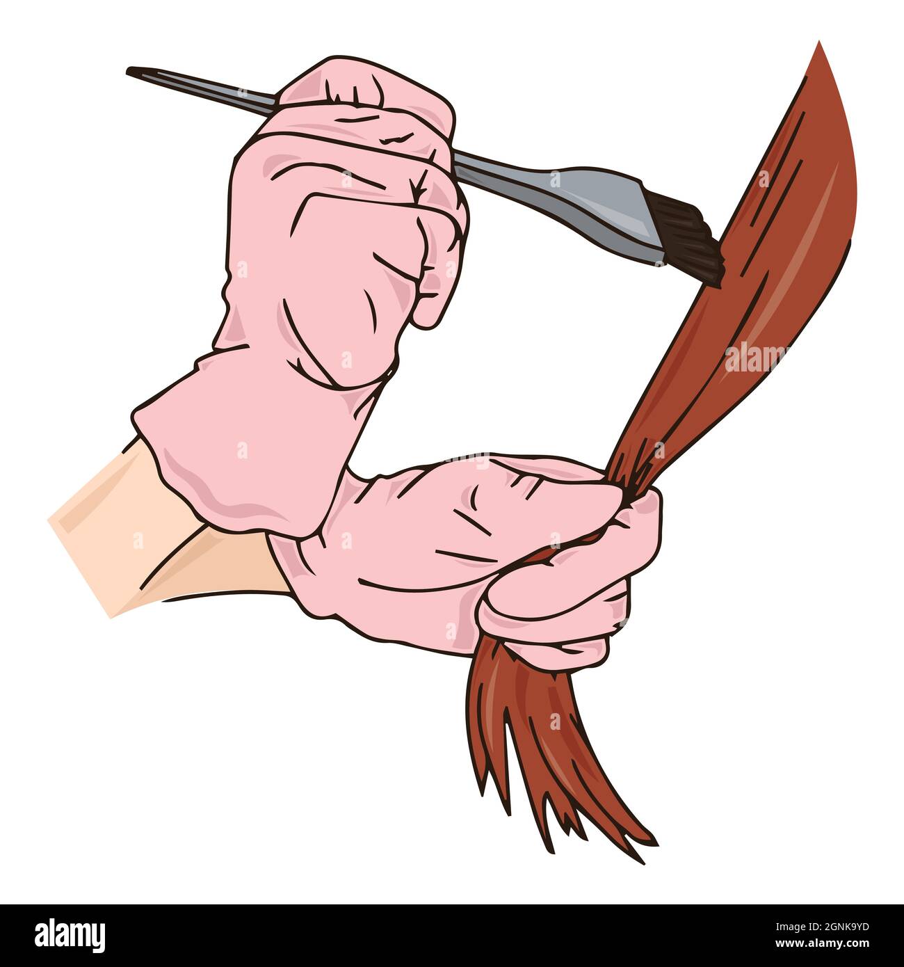 Hair coloring with a brush. Change your hairstyle. Professional