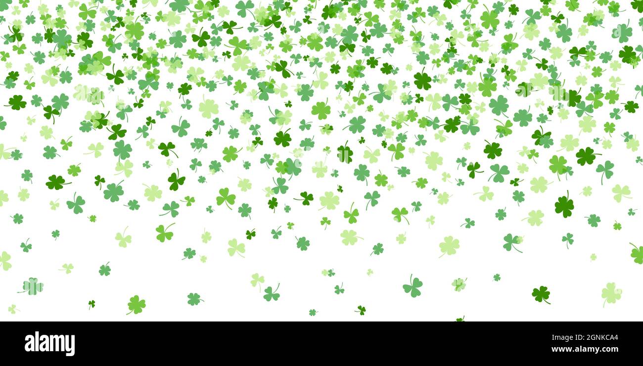 Shamrock or green clover leaves pattern background flat design vector ...