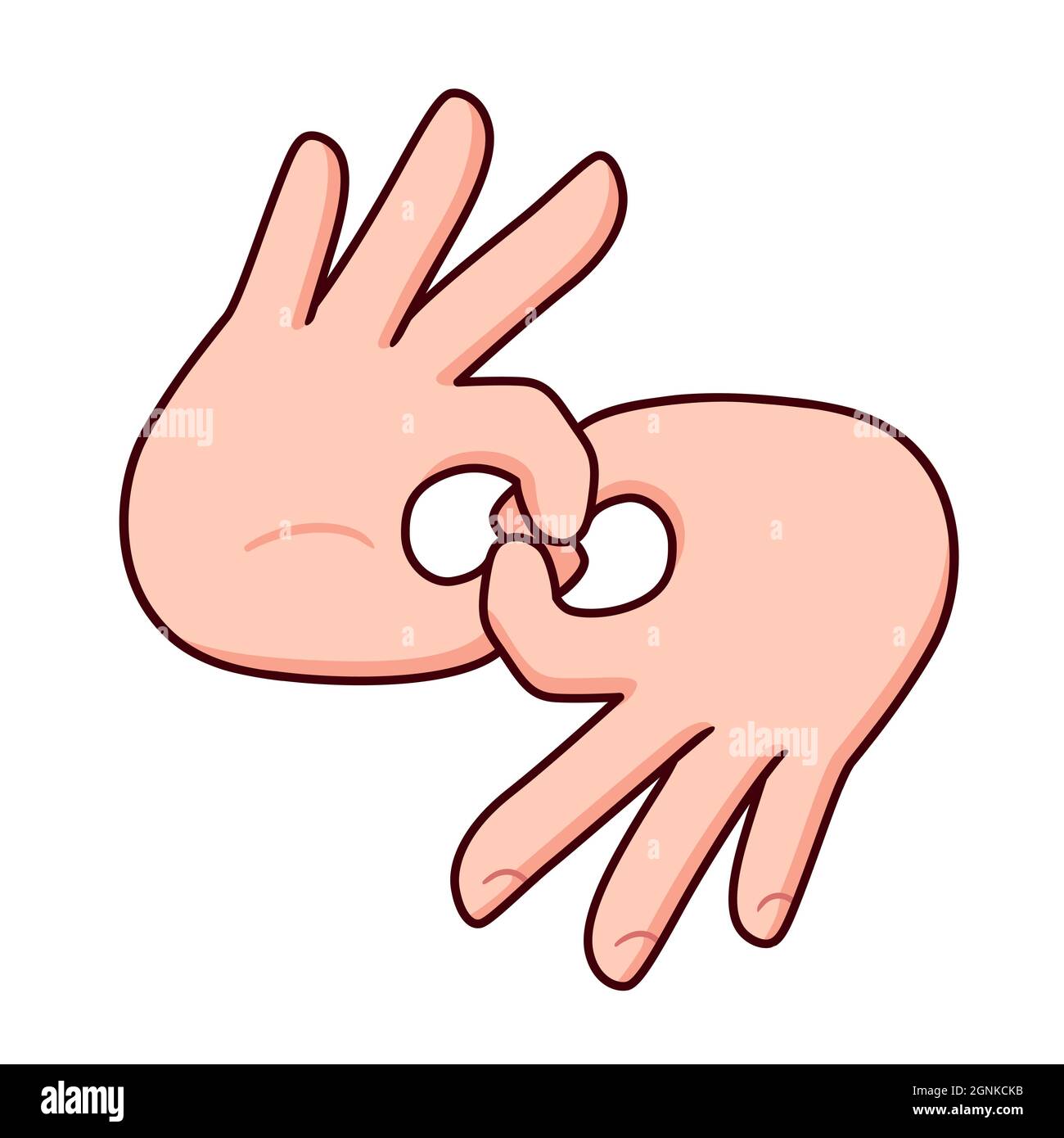 Cartoon hands making symbol 'Connect' in ASL. Sign Language gesture. Vector clip art illustration. Stock Vector