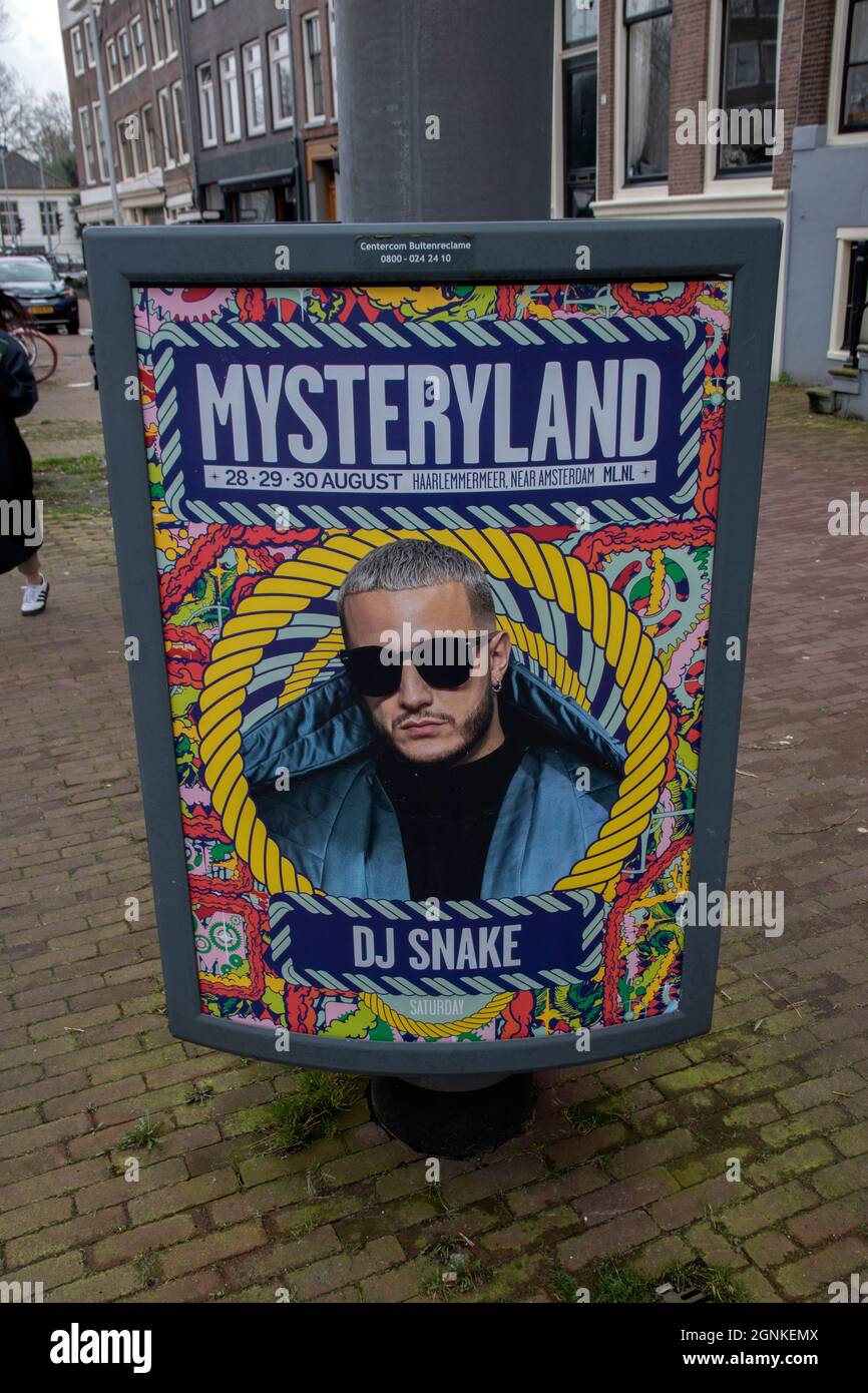 Billboard Mysteryland DJ Snake At Amsterdam The Netherlands 2020 Stock Photo