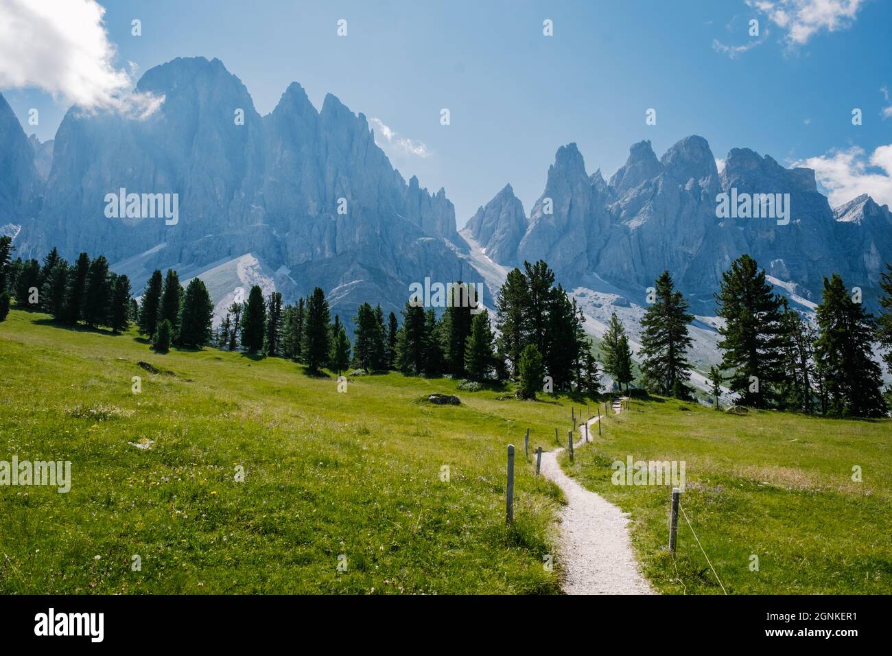 Geisler Alm, Dolomites Italy, hiking in the mountains of Val Di Funes