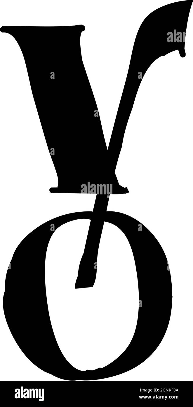 Latin letter Y. Vector. Logo for the company. Icon for the site. Separate letter from the alphabet. Gothic neo-Russian ancient style of 17-19 centurie Stock Vector