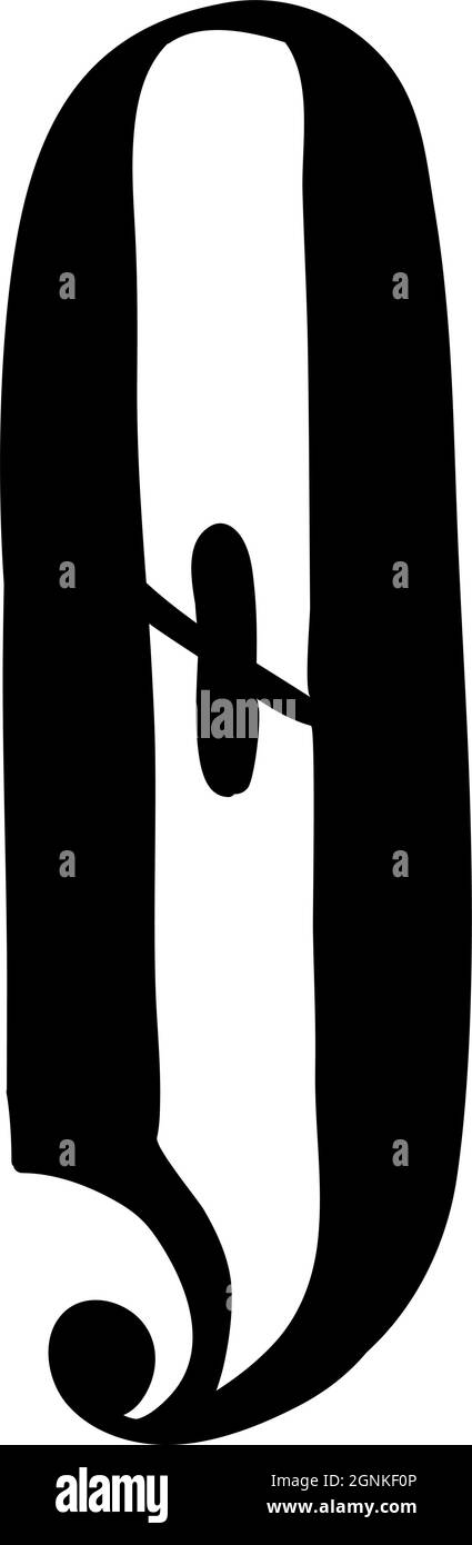 Figure 0. Vector. Logo for the company. Icon for the site. Separate number from the Russian alphabet. Gothic neo-Russian ancient style of 17-19 centur Stock Vector