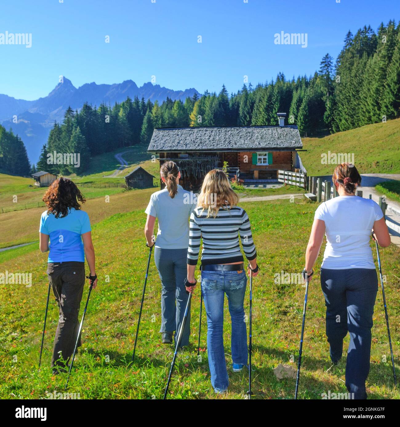 Outdoor activities on a beautiful autumn day in the Austrian Alps ...