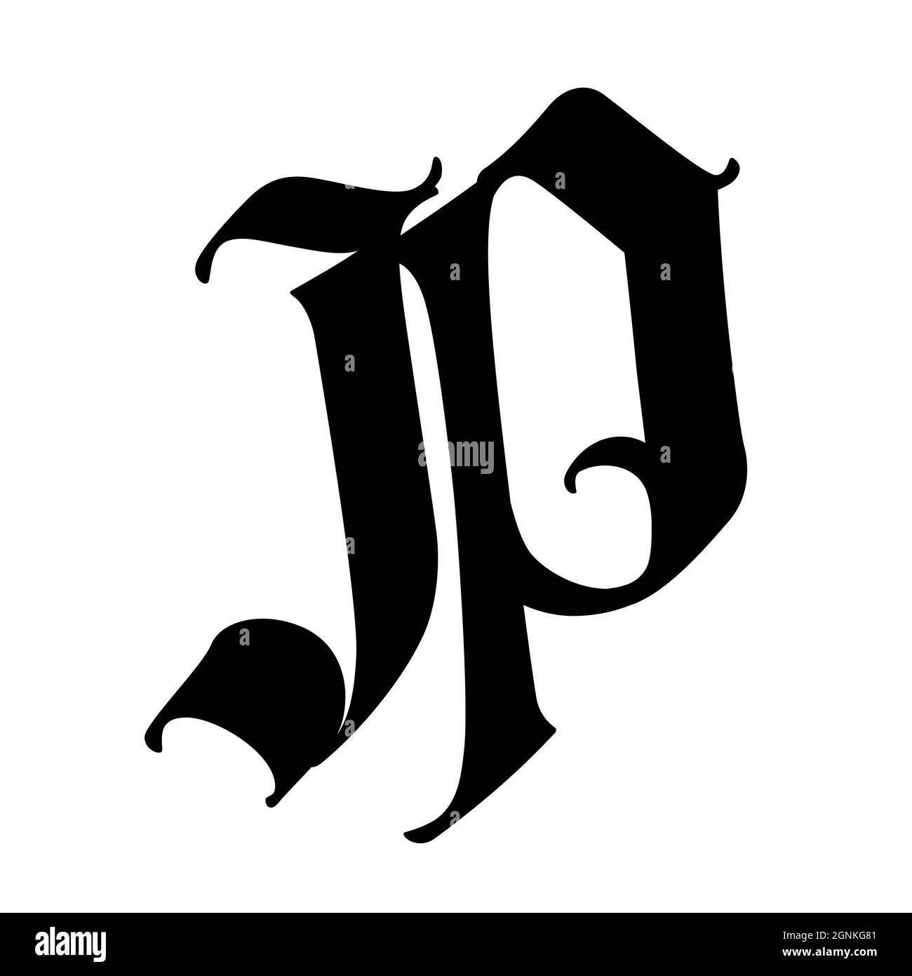 Letter P in the Gothic style. Vector. Alphabet. The symbol is isolated on a  white background. Calligraphy and lettering. Medieval Latin letter. Logo f  Stock Vector Image & Art - Alamy