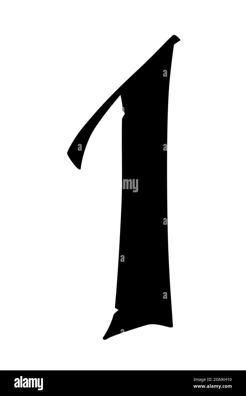 Number 1 in the Gothic style. Vector. The symbol is isolated on a white ...
