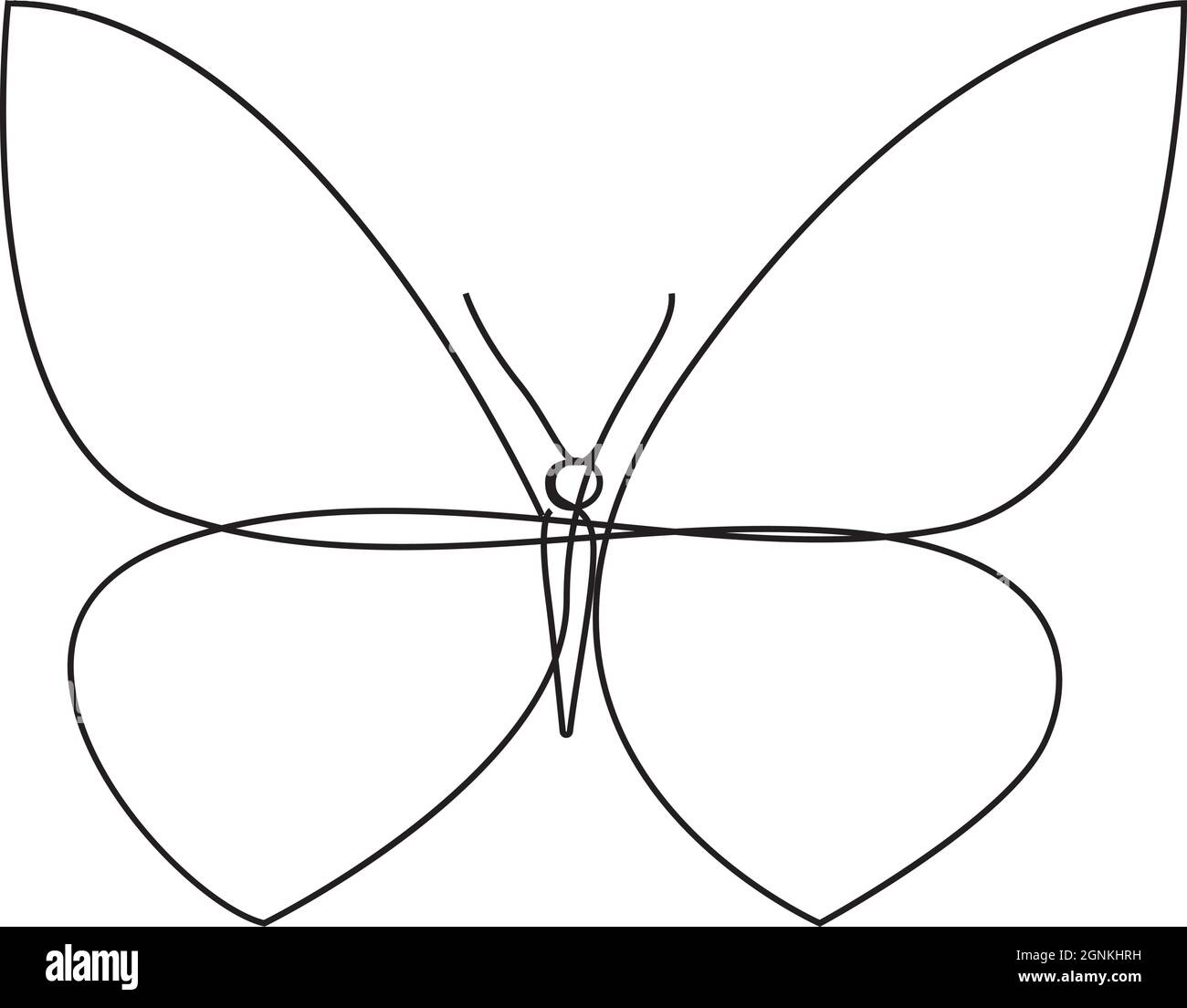 One line butterfly design silhouette. Hand drawn minimalism style