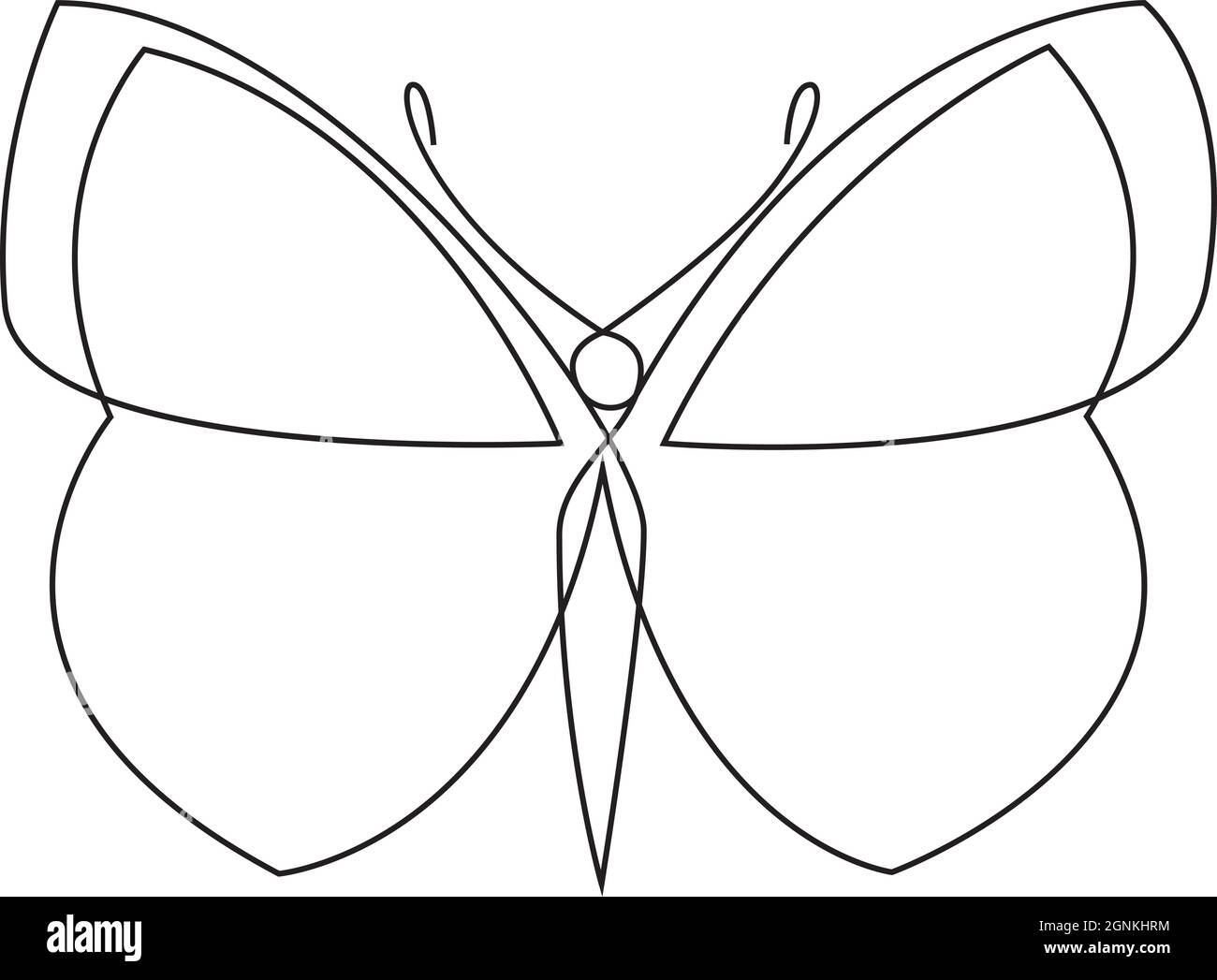 One line butterfly design silhouette. Hand drawn minimalism style