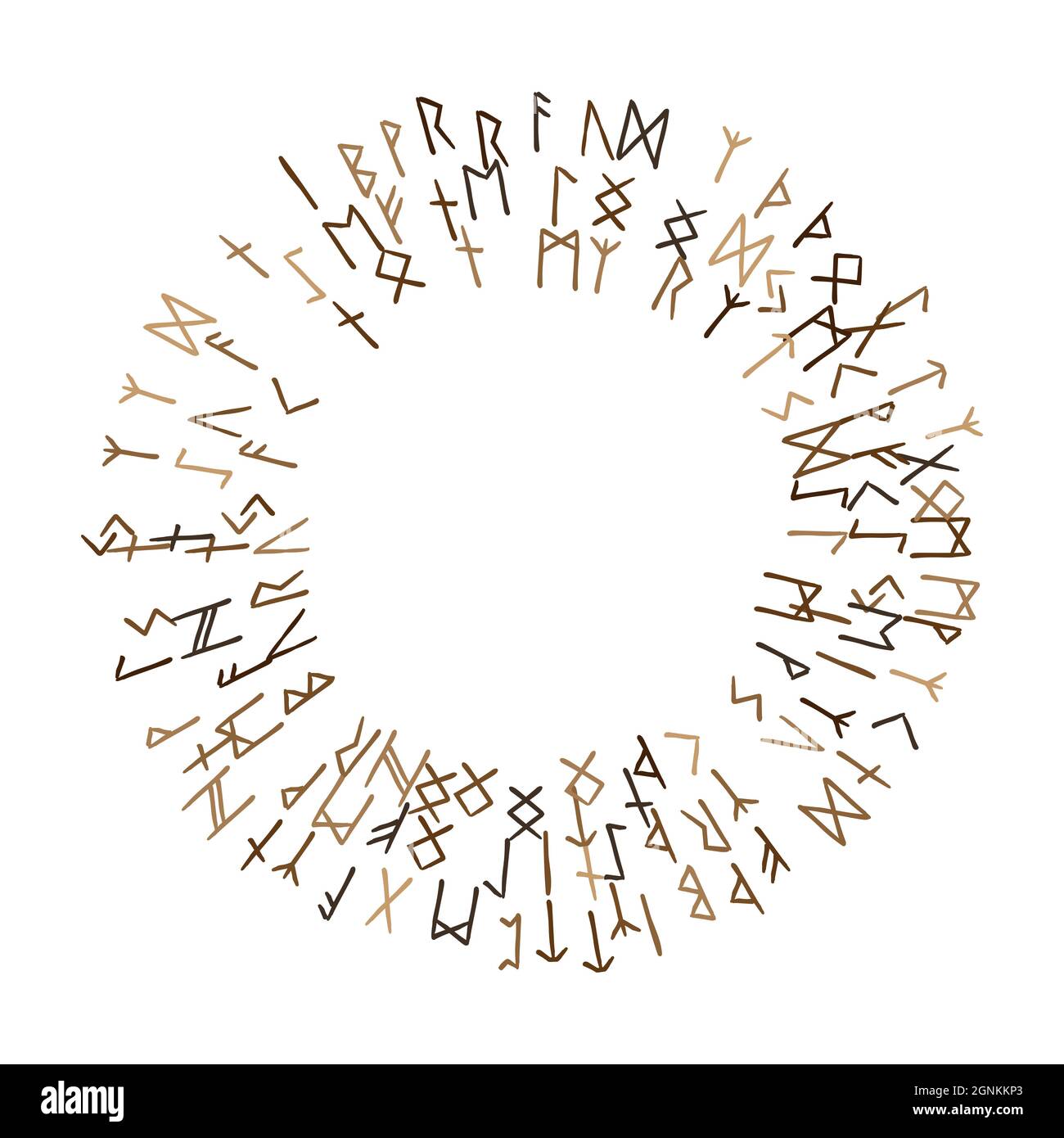 Runes round ethnic pattern. Runic alphabet, Futhark. Ancient norse ...