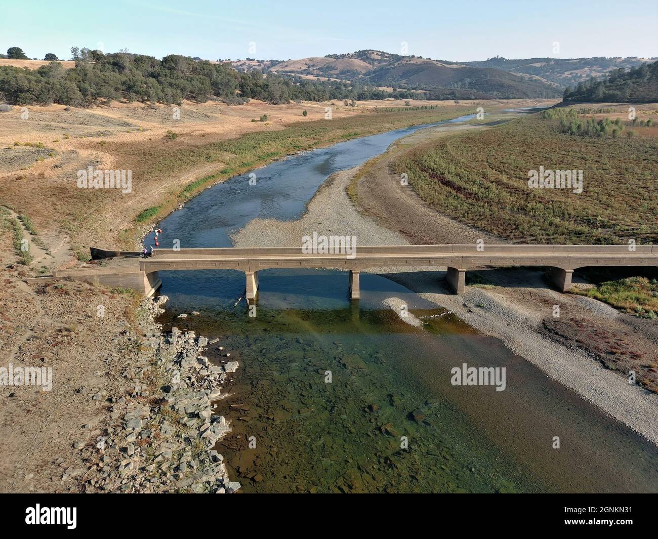 Hidden Bridge at Salmon Falls usually submerged under 40' of water in