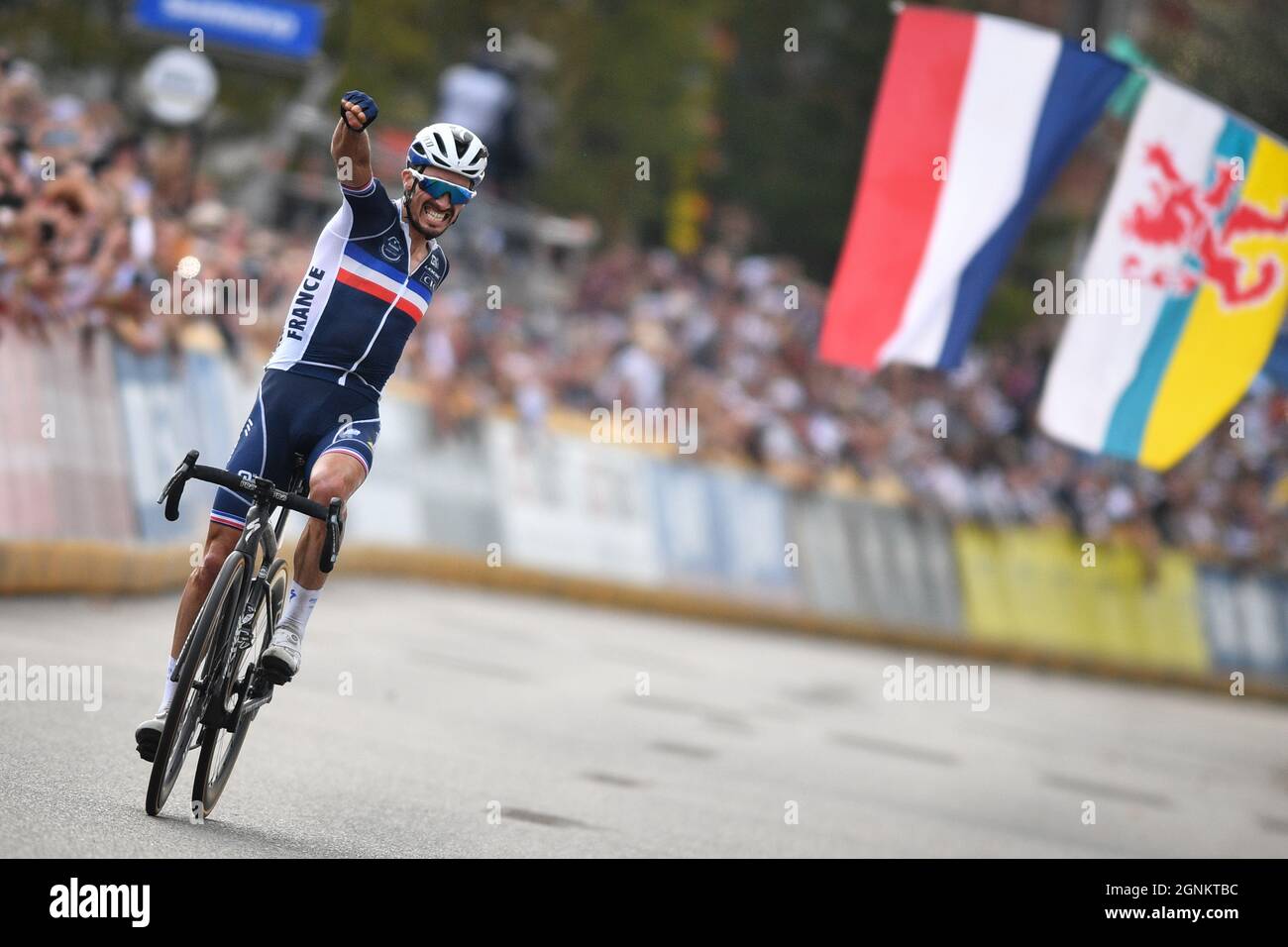 French Julian Alaphilippe celebrates as 