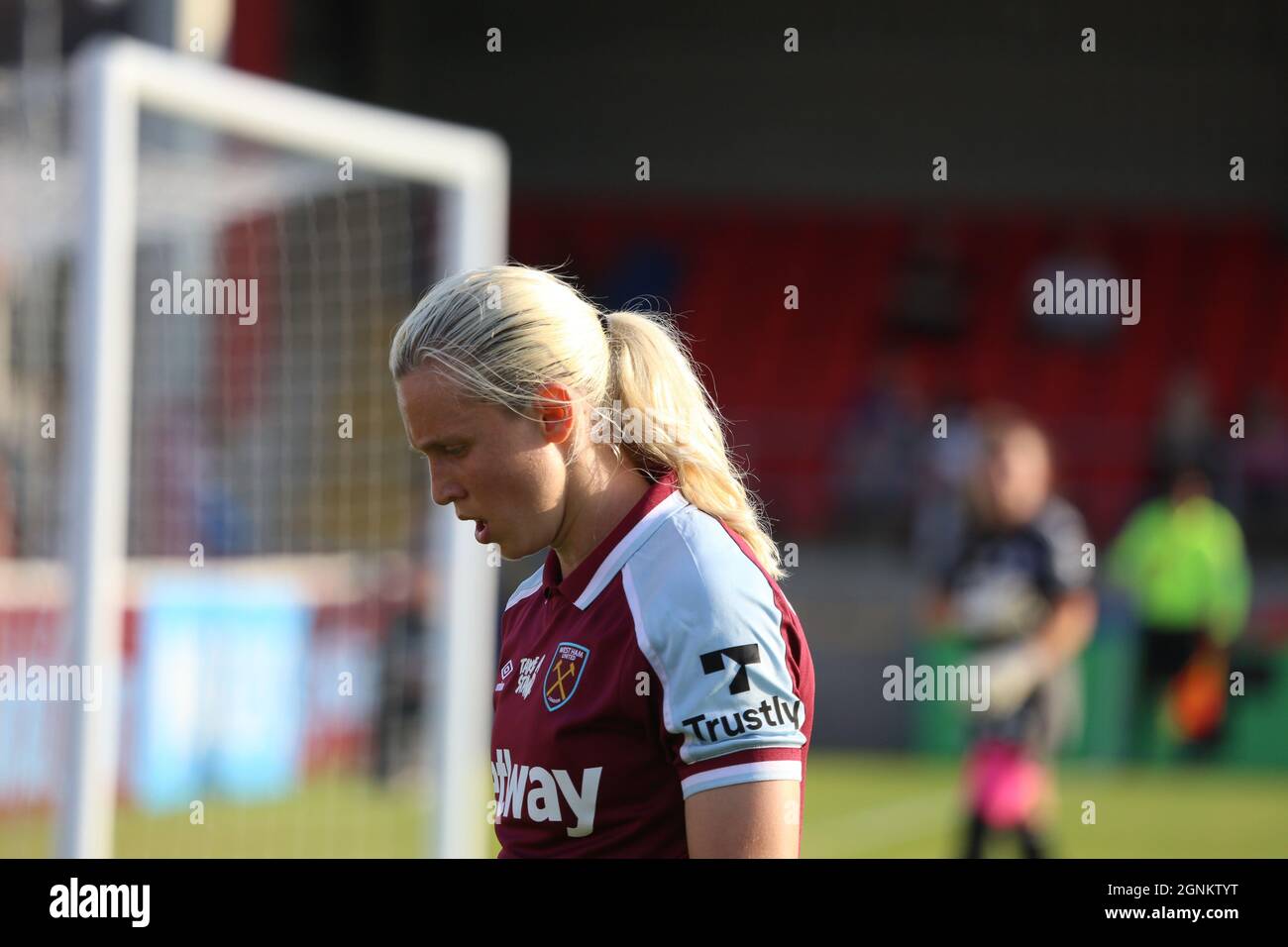 London, UK. 26th Sep, 2021. Katerina Svitoká (10 West Ham Utd) on her way to the corner kick during the Barclays FA Womens Super League game between West Ham United and Leicester City at Chigwell Construction Stadium in London, England Credit: SPP Sport Press Photo. /Alamy Live News Stock Photo