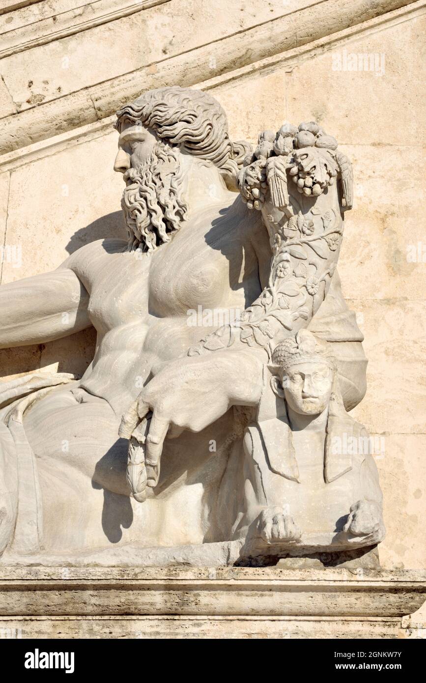 italy, rome, piazza del campidoglio, roman statue of the river nile with cornucopia and sphinx Stock Photo