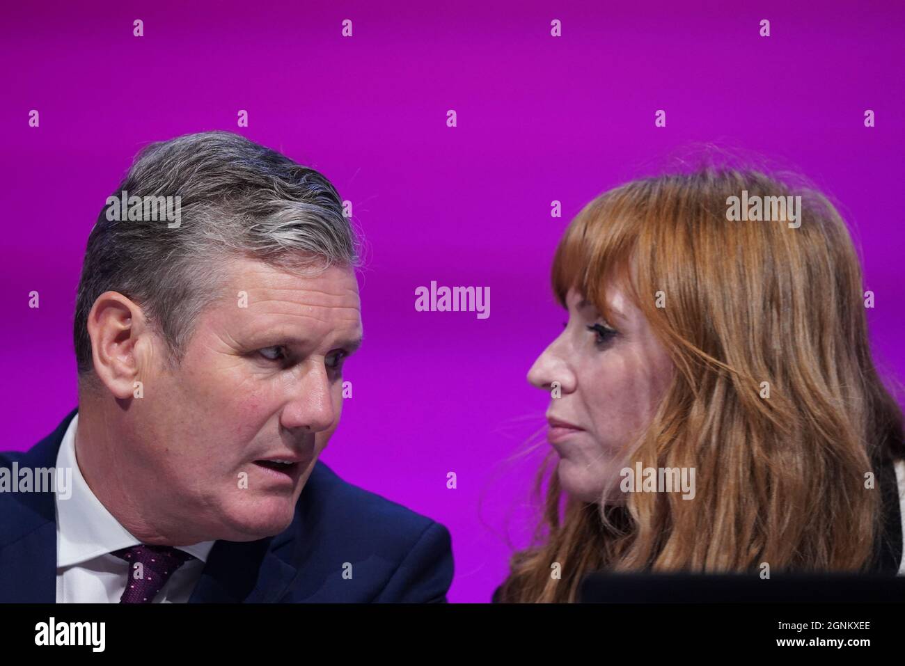 Labour Party leader Sir Keir Starmer and deputy leader Angela Rayner during the Labour Party conference in Brighton. Picture date: Sunday September 26, 2021. Stock Photo