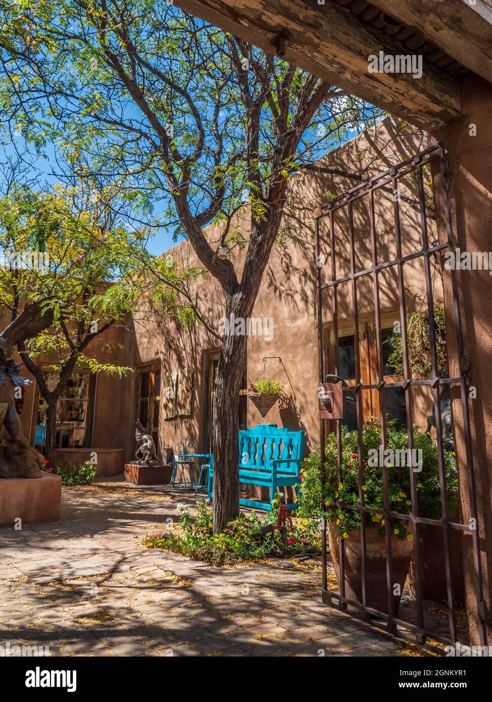 Courtyard of the new mexico museum of art santa fe hires stock