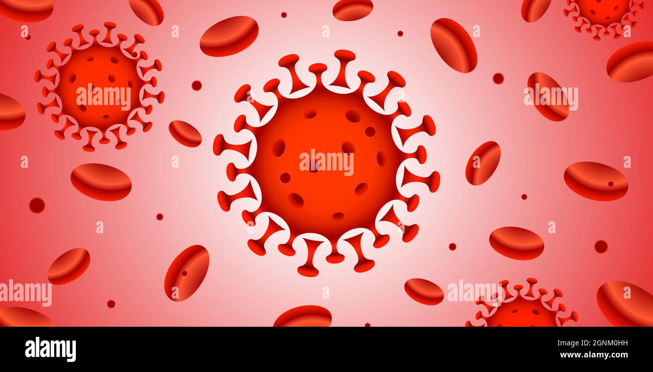 Virus in the blood cells, vector banner. Stock Vector