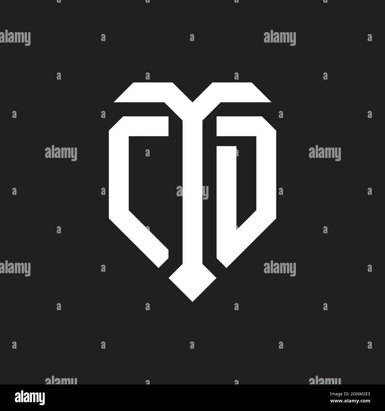 CF logo with shield white orange shape design template isolated on black background Stock Vector