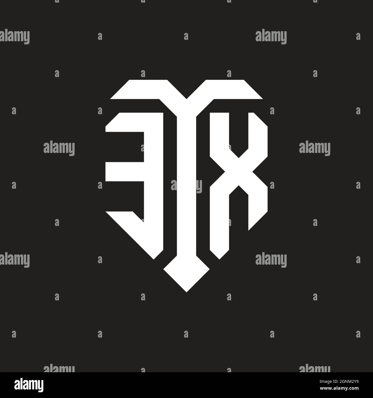 FC logo with shield white orange shape design template isolated on black background Stock Vector