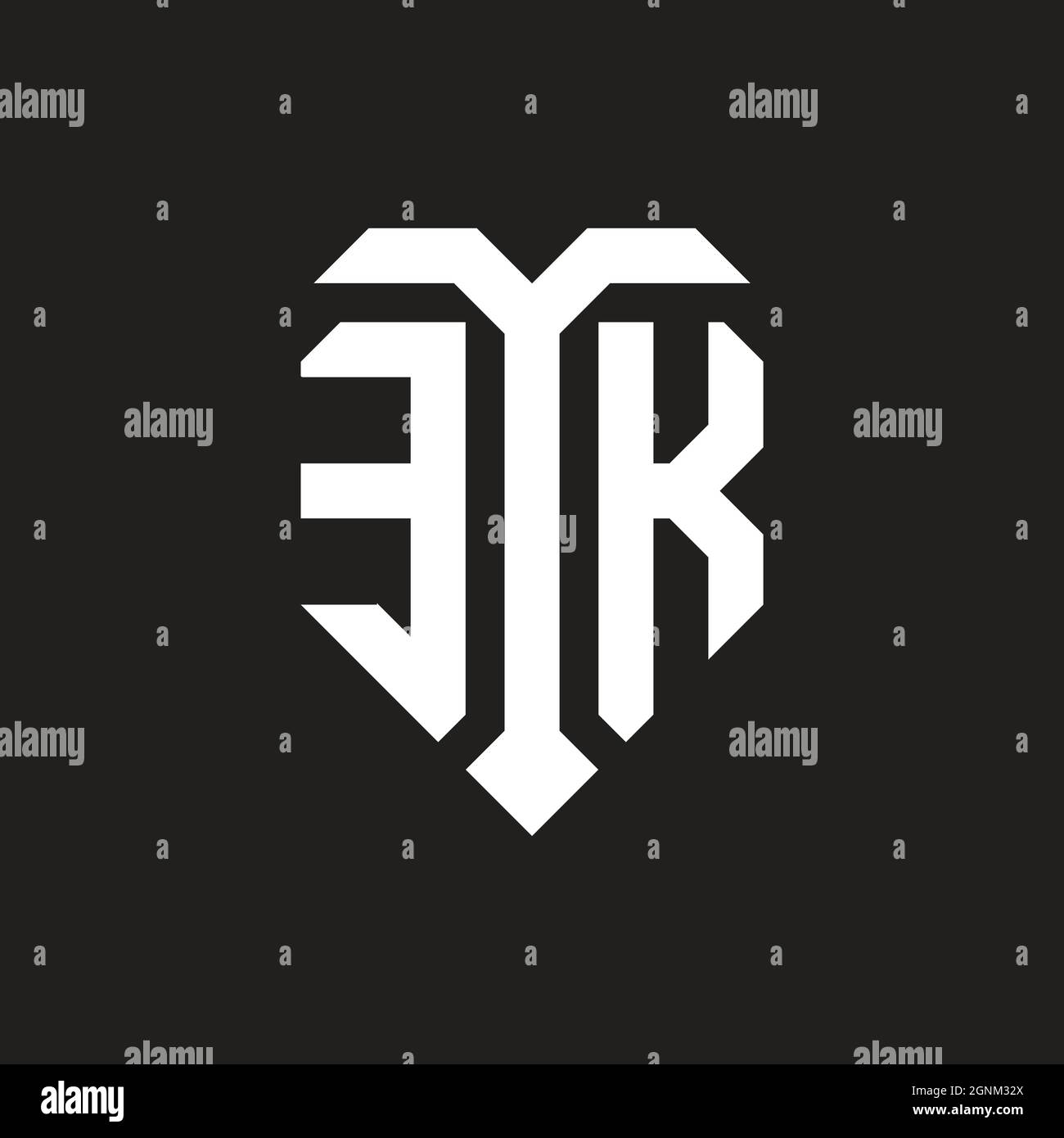 EO logo with shield white orange shape design template isolated on black background Stock Vector