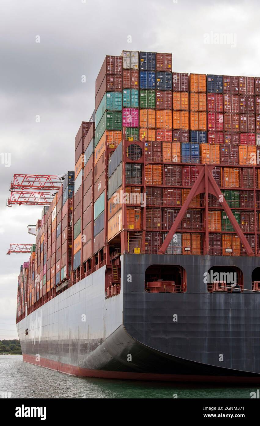 Southampton, England, UK. 2021. Shipping containers stacked on a ...