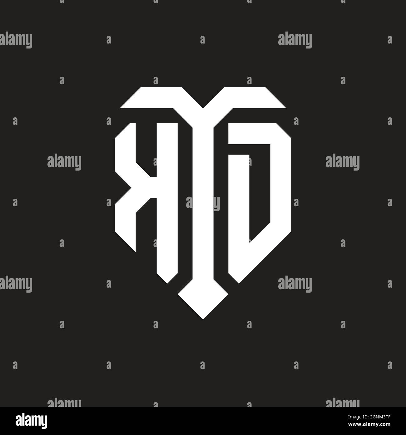 KN logo with shield white orange shape design template isolated on ...