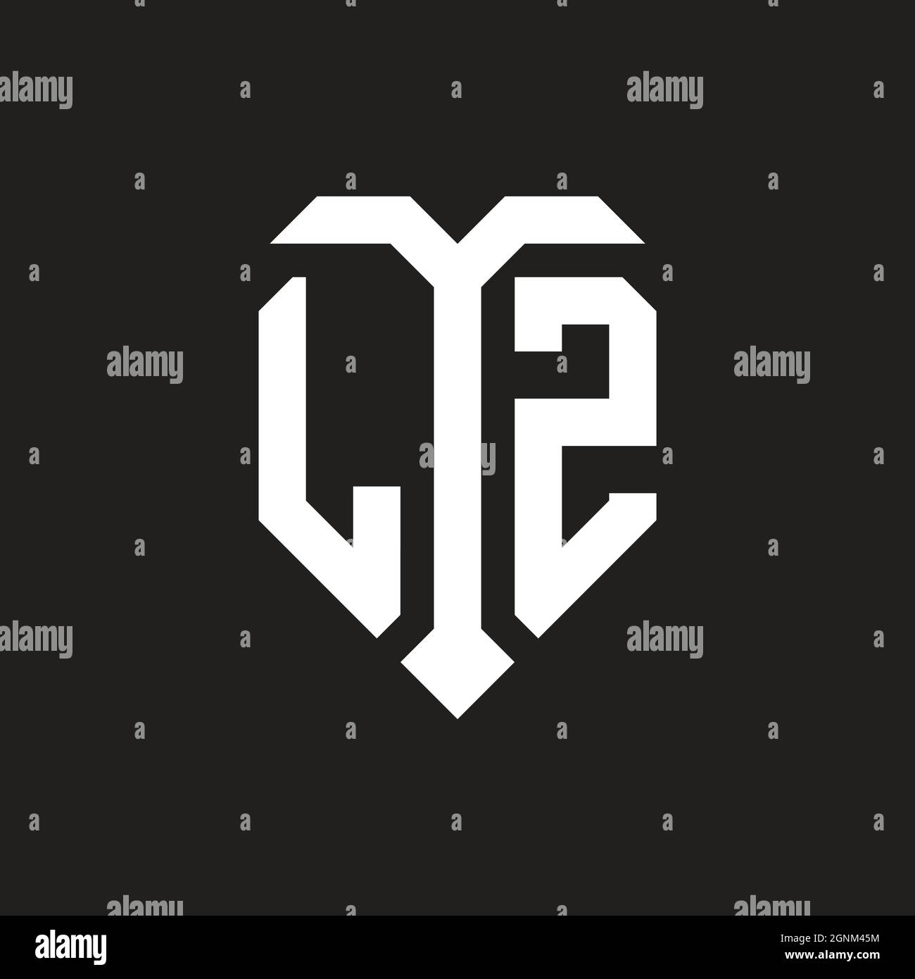 ML logo with shield white orange shape design template isolated on black background Stock Vector