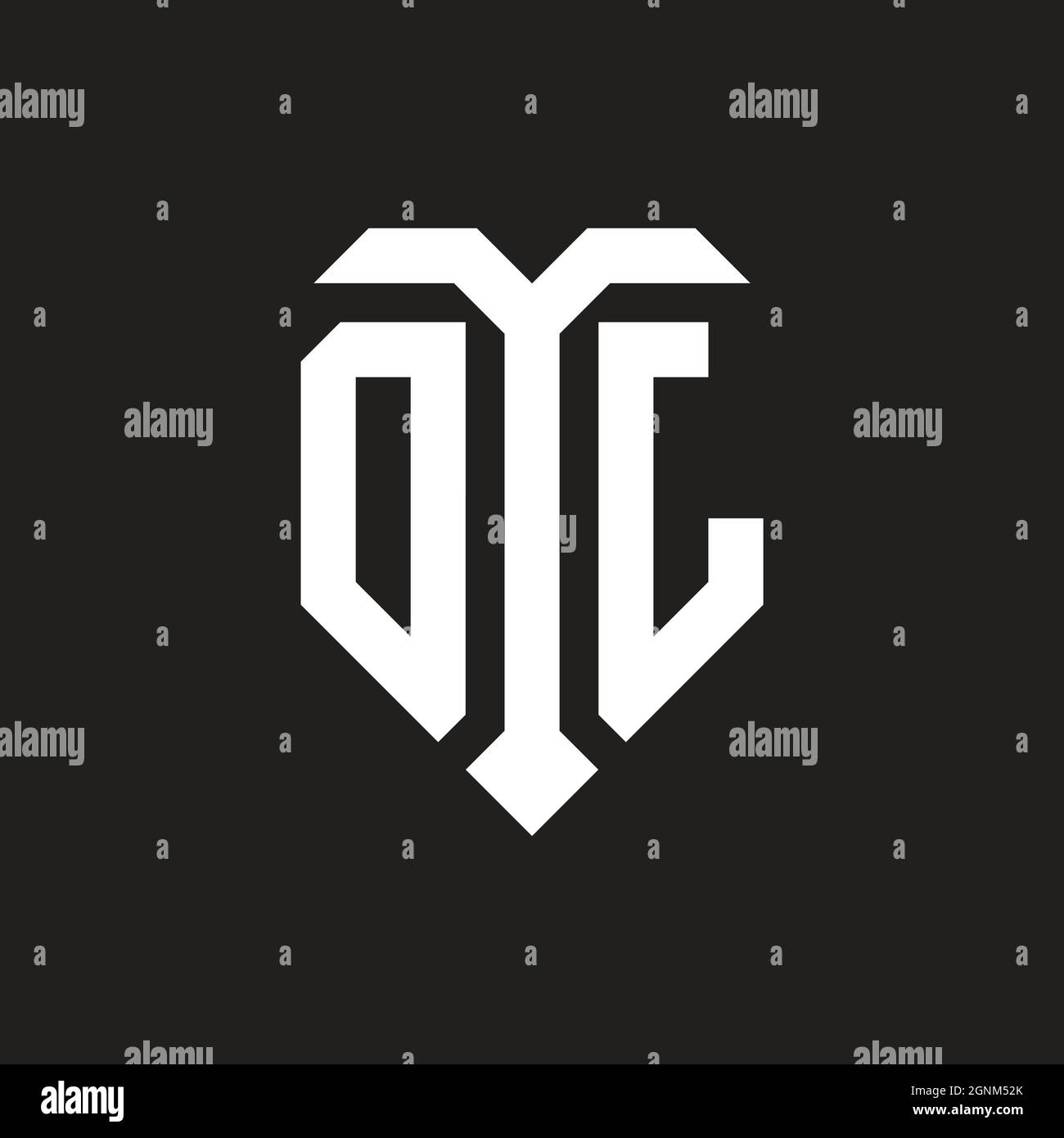 OZ logo with shield white orange shape design template isolated on black background Stock Vector