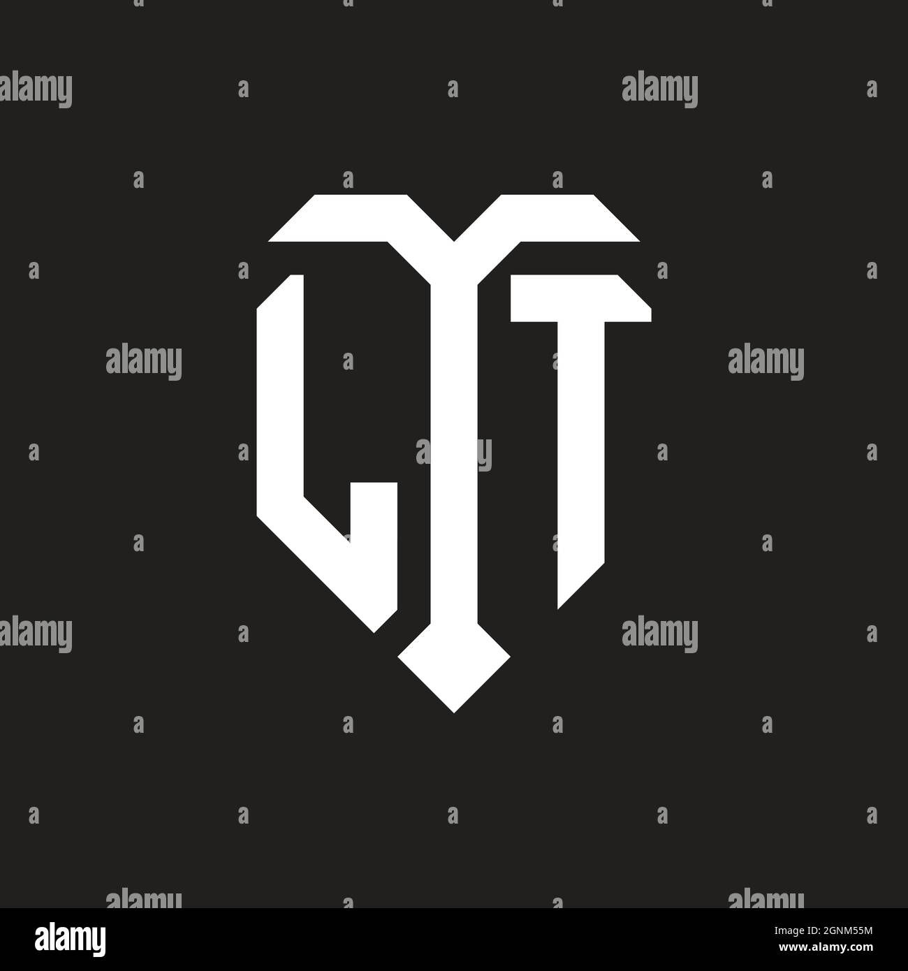 MG logo with shield white orange shape design template isolated on black background Stock Vector