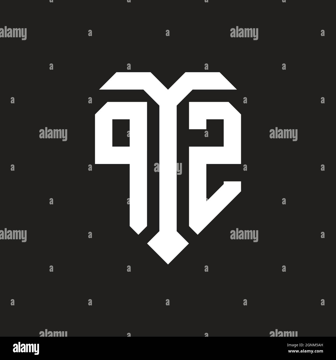 QP logo with shield white orange shape design template isolated on ...