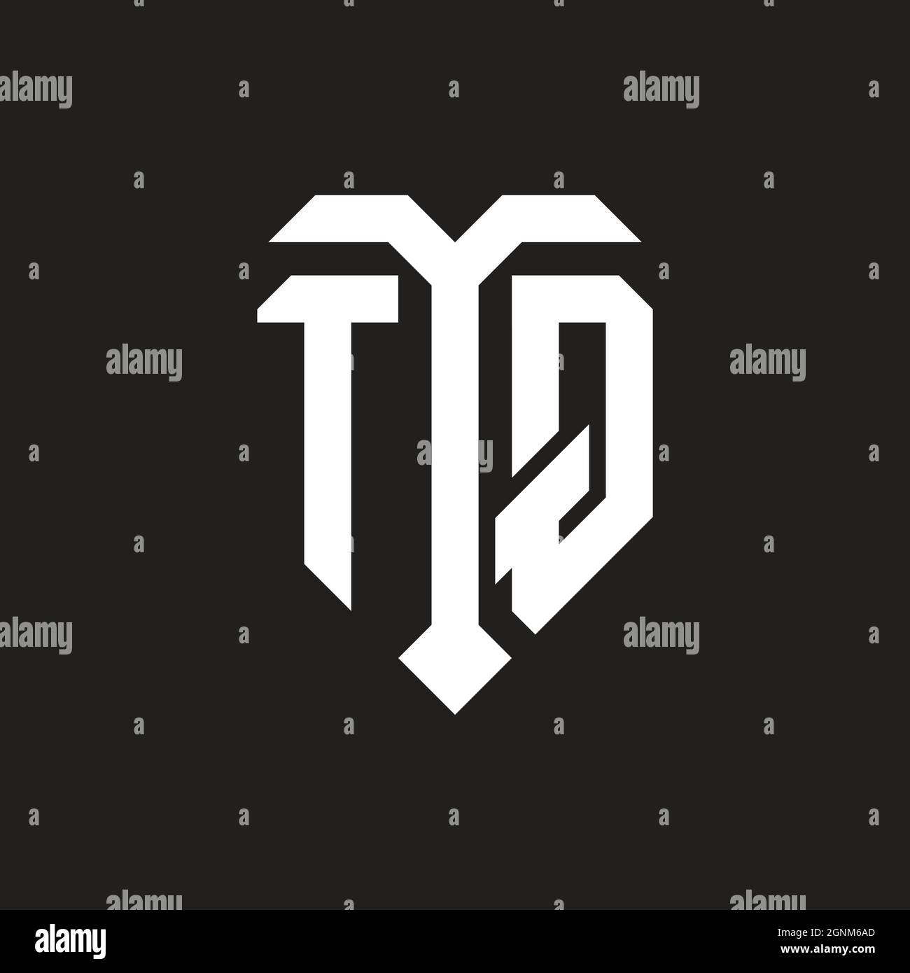 WL logo with shield white orange shape design template isolated on black background Stock Vector