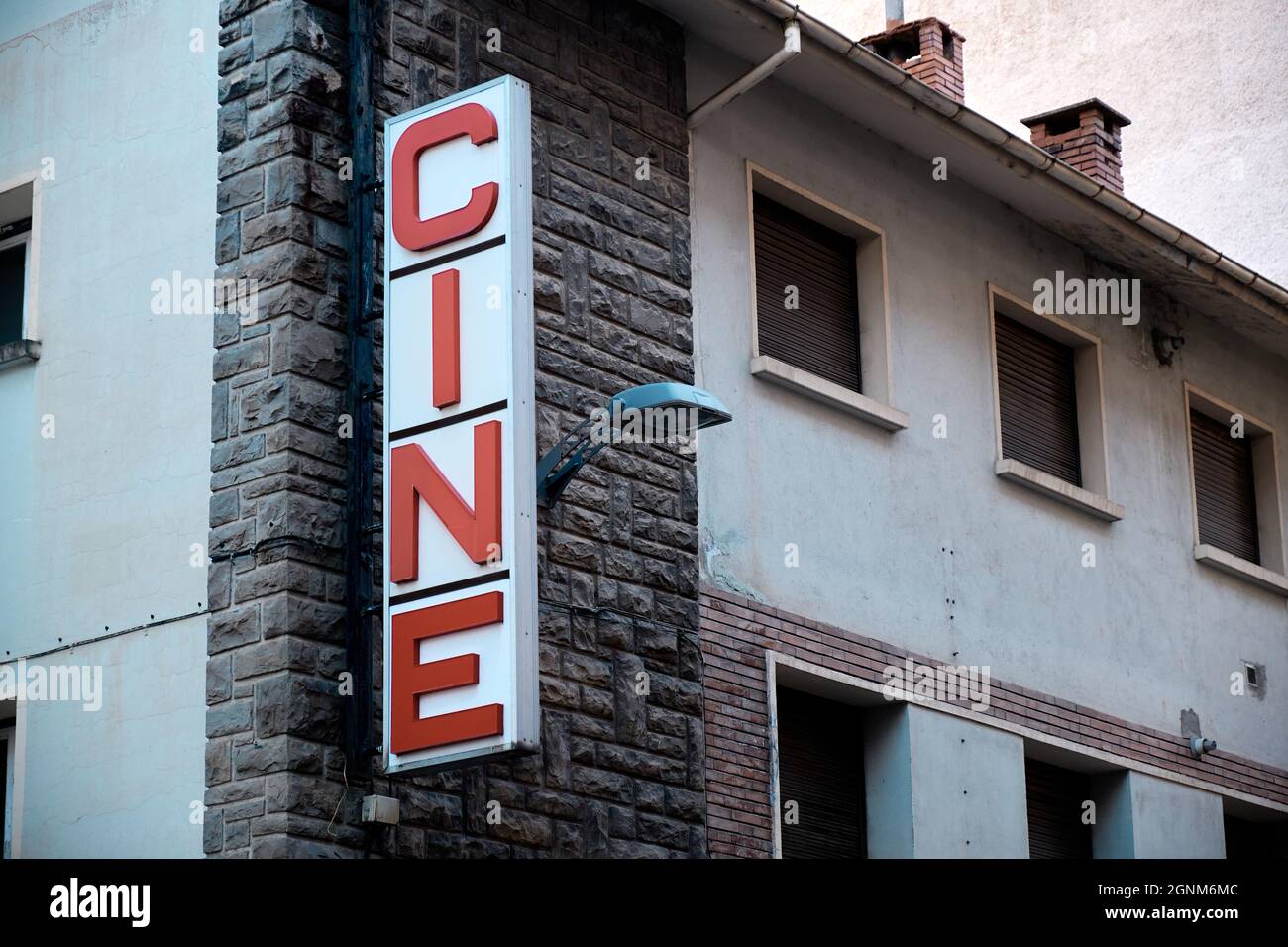 Jaca, Huesca September 10, 2021 Old cinema poster (Cine) Stock Photo