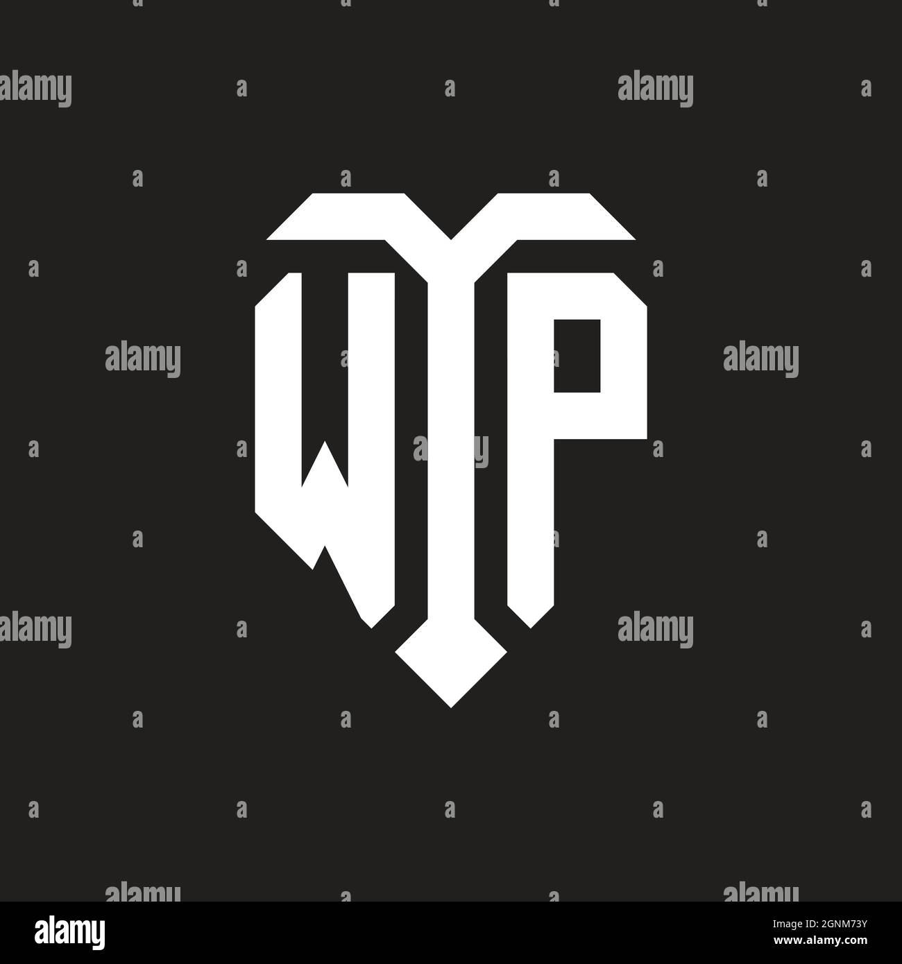 YM logo with shield white orange shape design template isolated on black background Stock Vector