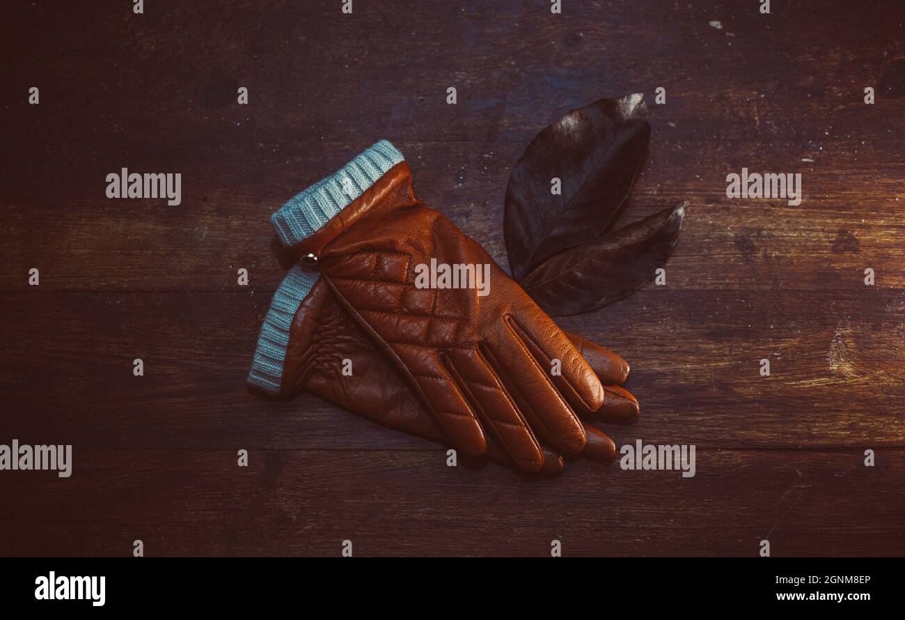 Retro leather gloves hi-res stock photography and images - Alamy