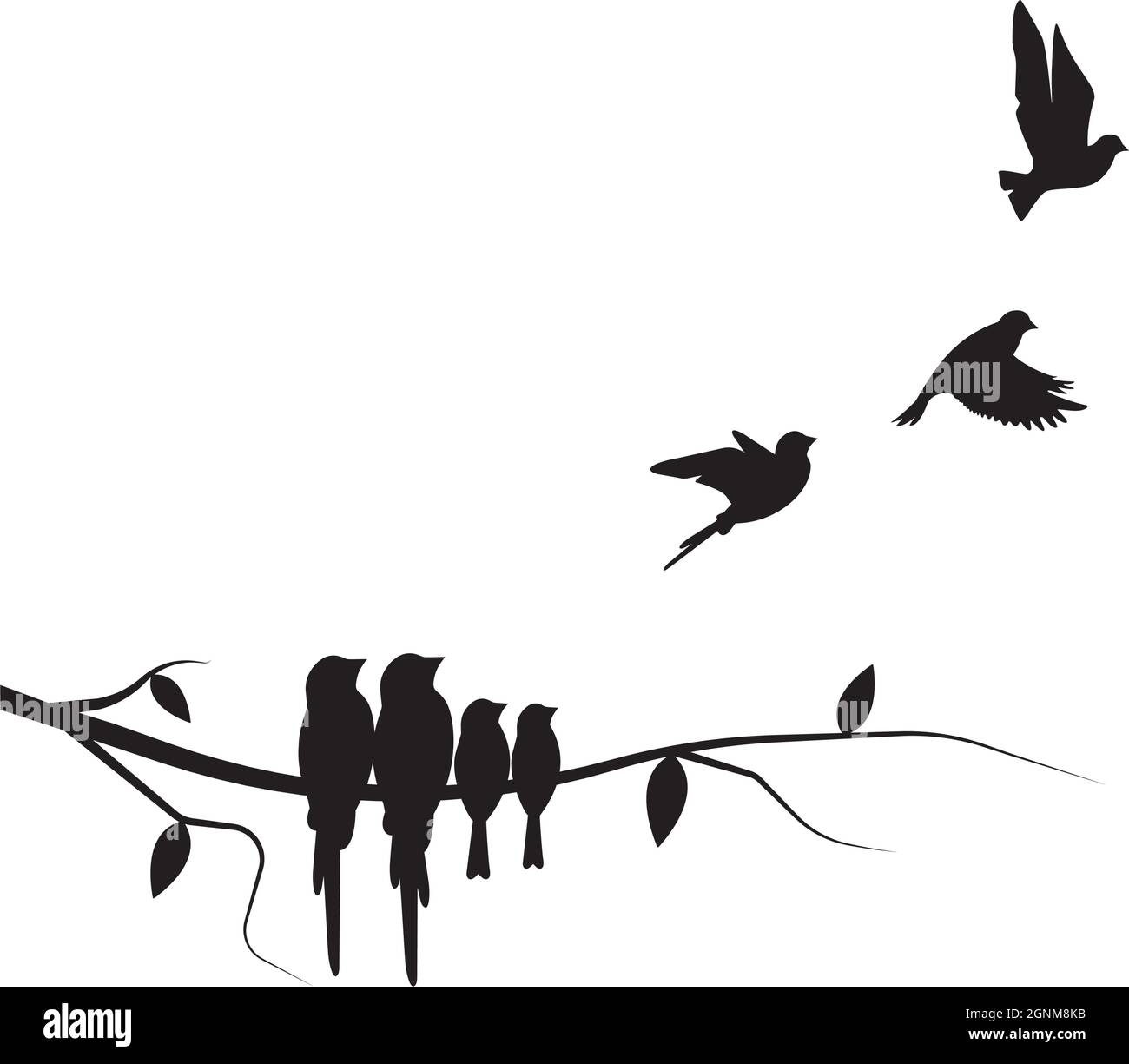 Branch with Flying Birds -Vinyl Wall Decal,Sticker,Nature store Design