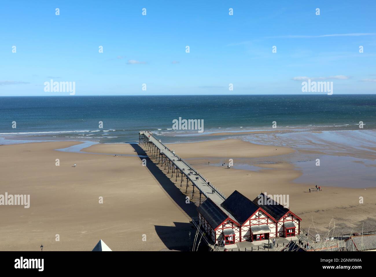 22 September 2021: View of Saltburn Pier in Saltburn-by-the-Sea in North Yorkshire, England Stock Photo