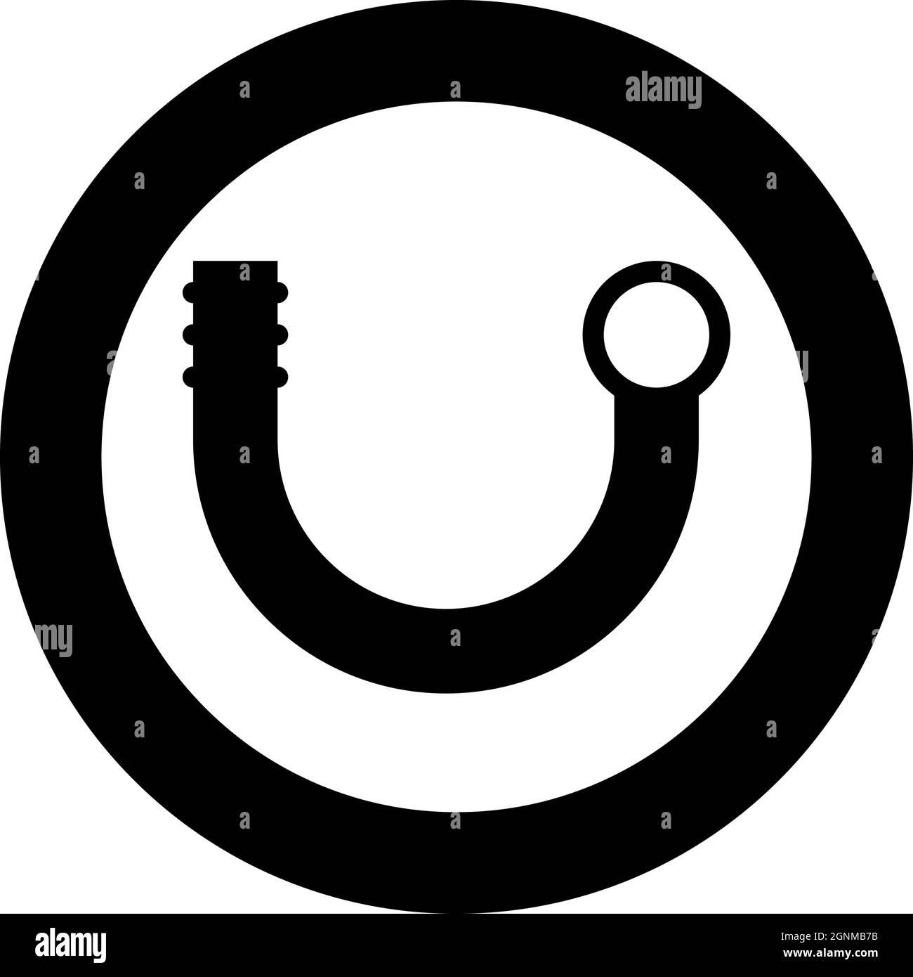 Branch pipe icon in circle round black color vector illustration solid outline style simple image Stock Vector
