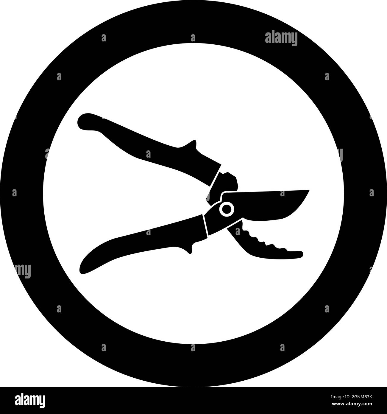 Secateur garden pruner pruning shears Clippers Hand scissors Manual cutting icon in circle round black color vector illustration solid outline style Stock Vector