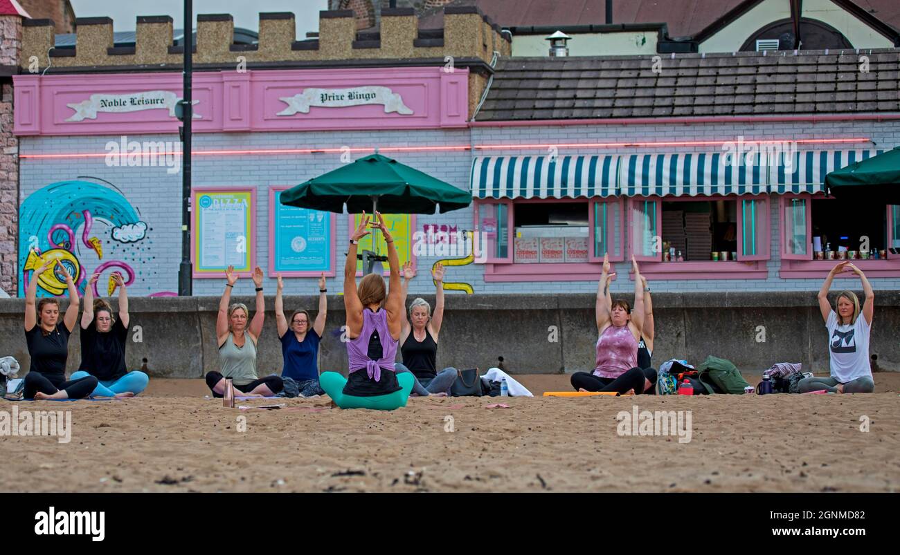 Portobello, Edinburgh, Scotland, UK. 26th September 2021. Yoga on the