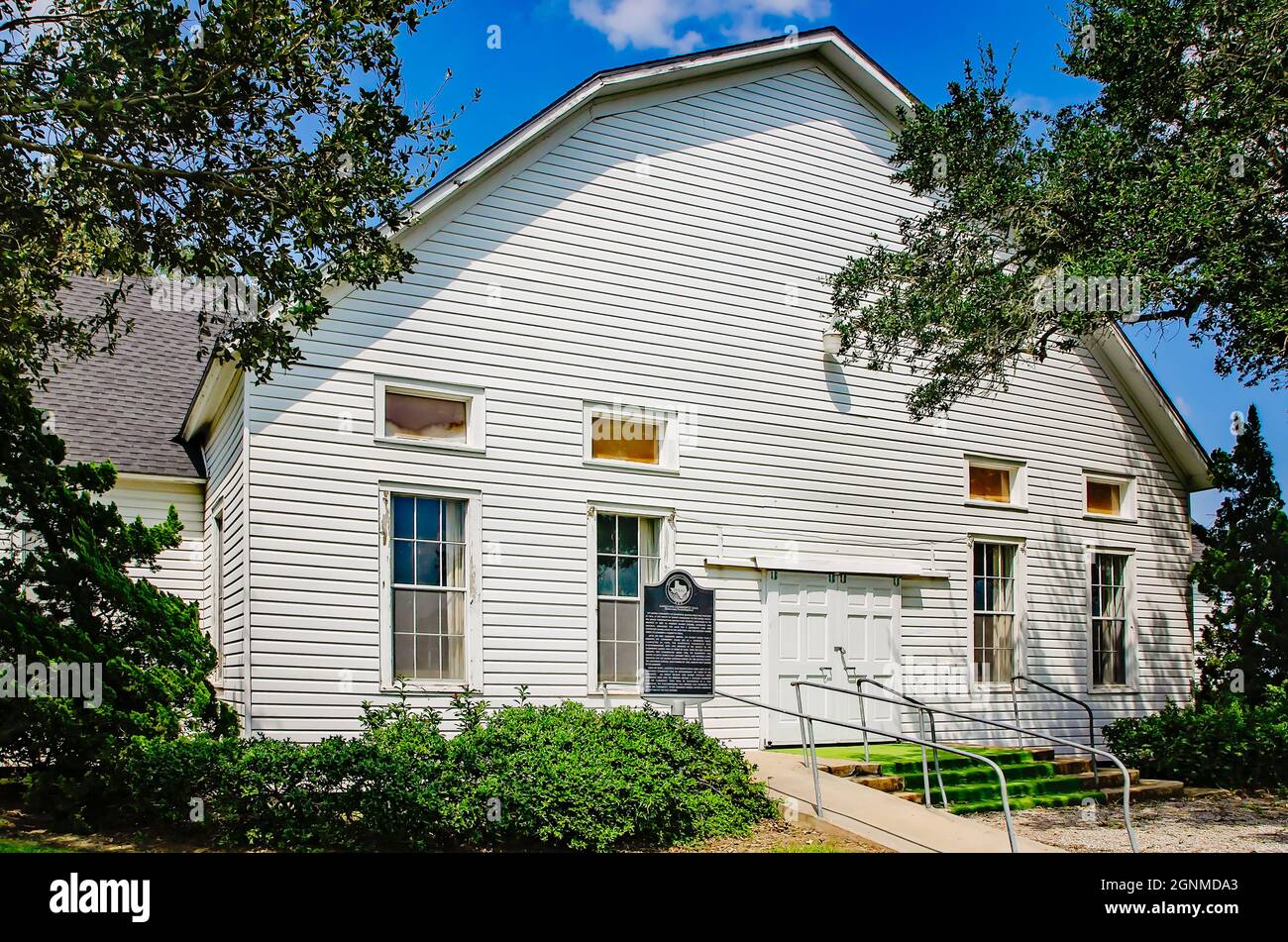 Danevang Community Hall (Danevang Forsamlingshus) is pictured, Sept. 3, 2017, in Danevang, Texas. The community hall was constructed in 1895. Stock Photo