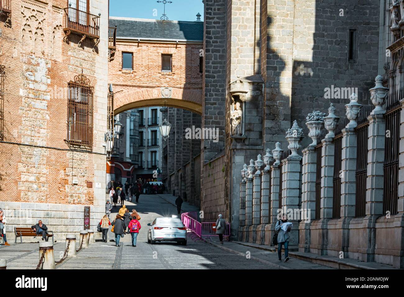 People passing through the city of Toledo. February 2019 Spain Stock Photo