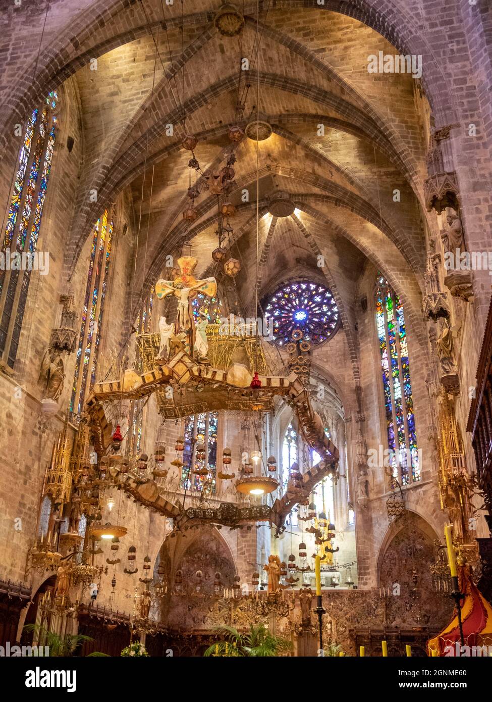 Ciborium designed by Gaudi at Palma Cathedral Stock Photo