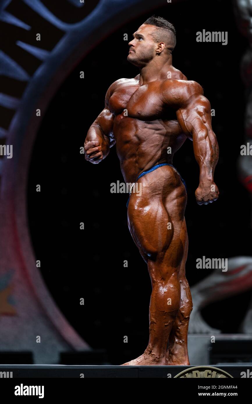 September 25, 2021: Nick Walker competes in the Arnold Classic USA  pre-judging. The 2021 Arnold Classic features four International Federation  of Bodybuilding and Fitness Pro League Divisions and was held at the