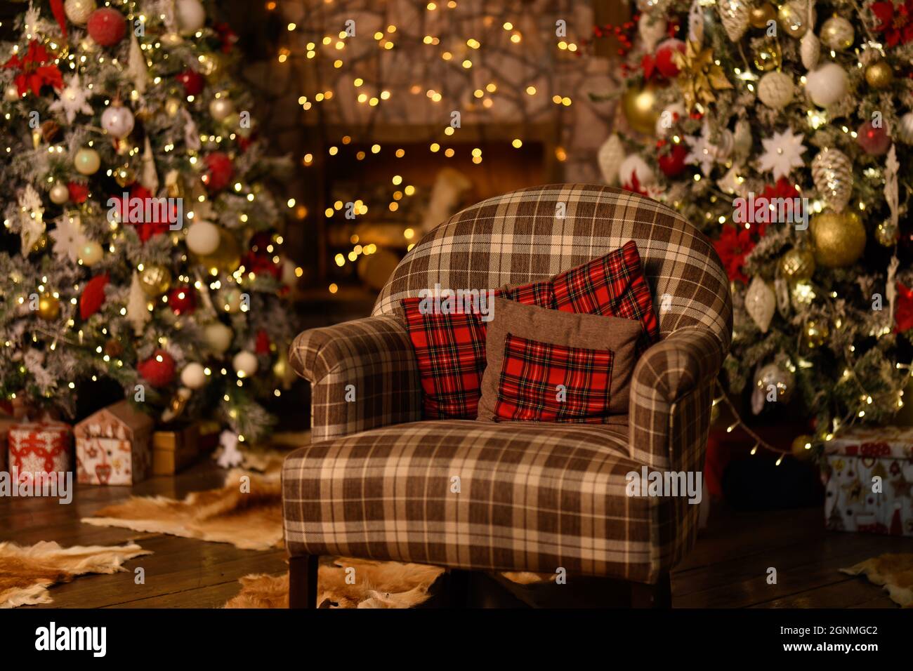red chair in the New Year's interior Stock Photo