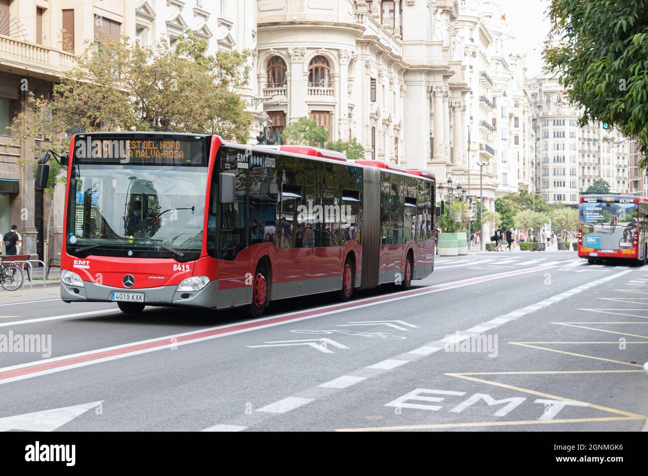 VALENCIA, SPAIN - SEPTEMBER 25, 2021: EMT red bus, the municipal transport  company Stock Photo - Alamy