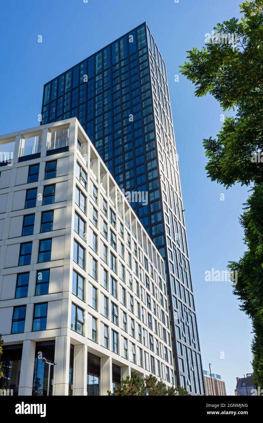 The Angel Gardens apartment blocks, Manchester, England, UK Stock Photo